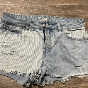 Hollister Light Blue Striped Jean Shorts
